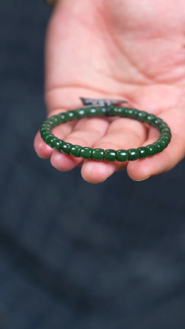 未镶嵌手链和田玉6mm碧玉