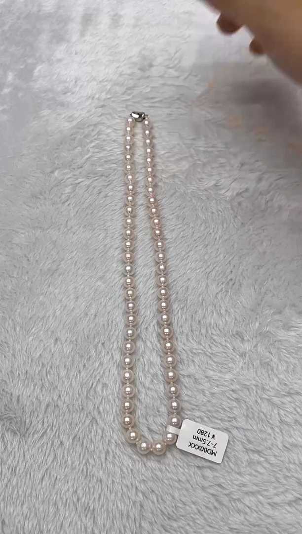 海水珍珠银S925镶嵌项链AK7-7.5mm