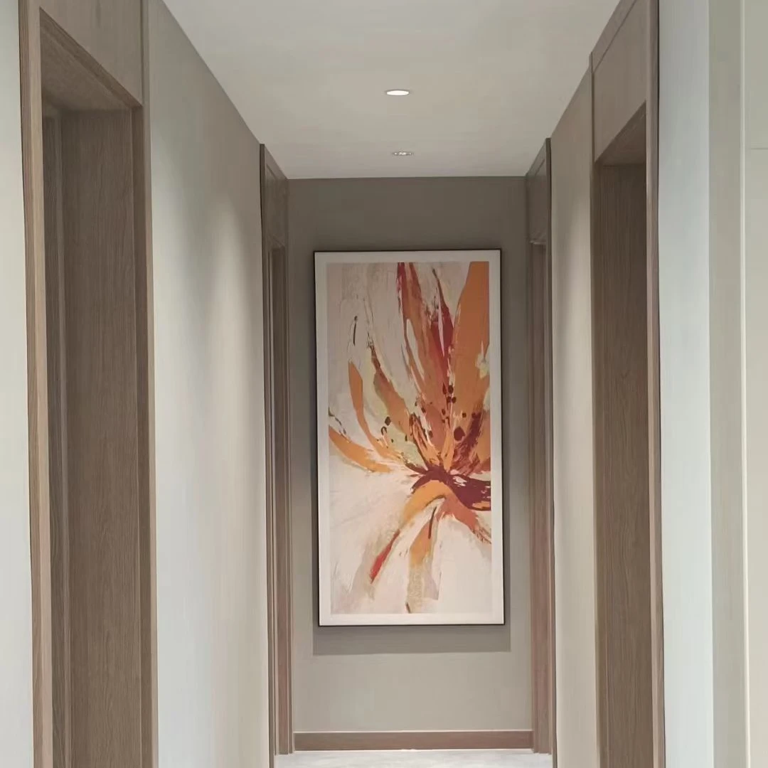 『花开富贵』现代简约肌理烫金皮革画
