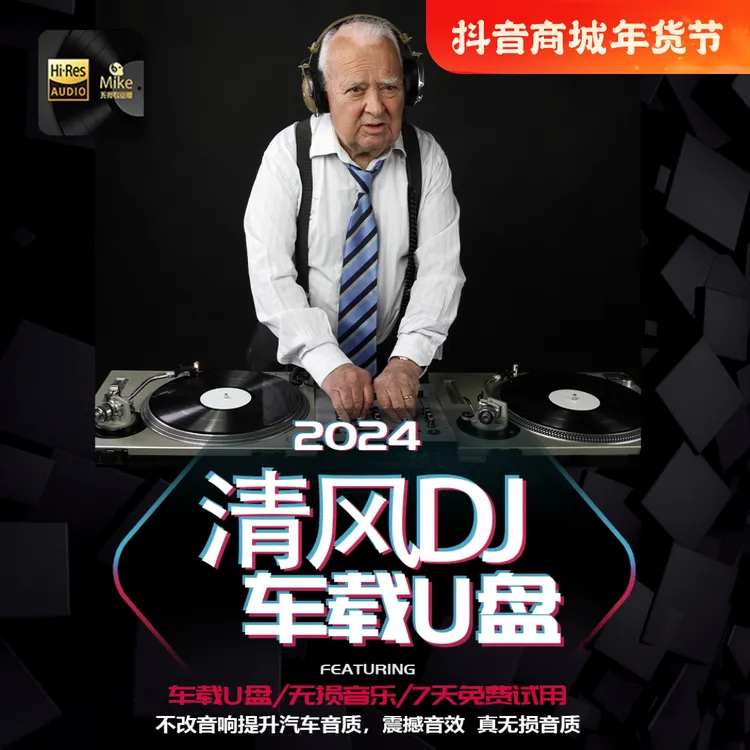 2024新款清风dj热门经典慢歌串烧迷你车载U盘黑胶高品质男声专辑