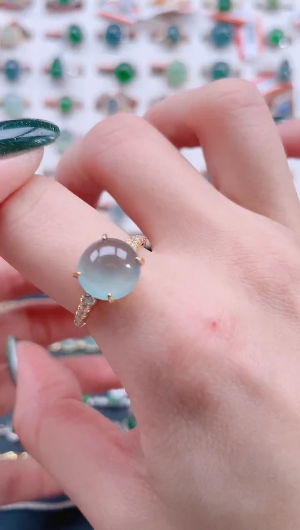 银S925镶嵌戒指翡翠天然翡翠