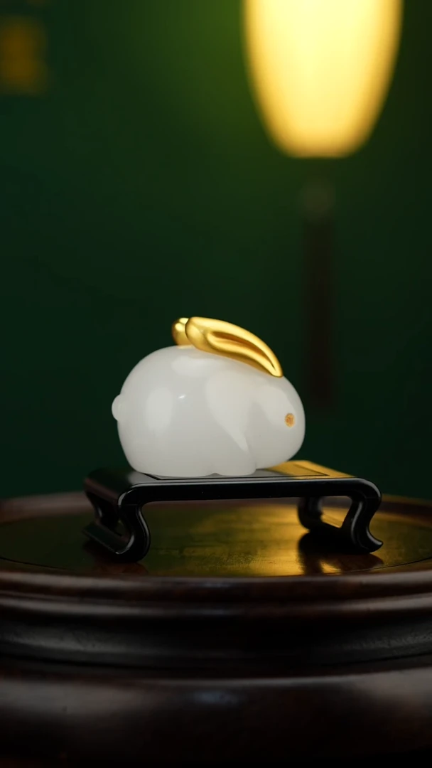 玉【玉兔呈祥】天然玉石摆件