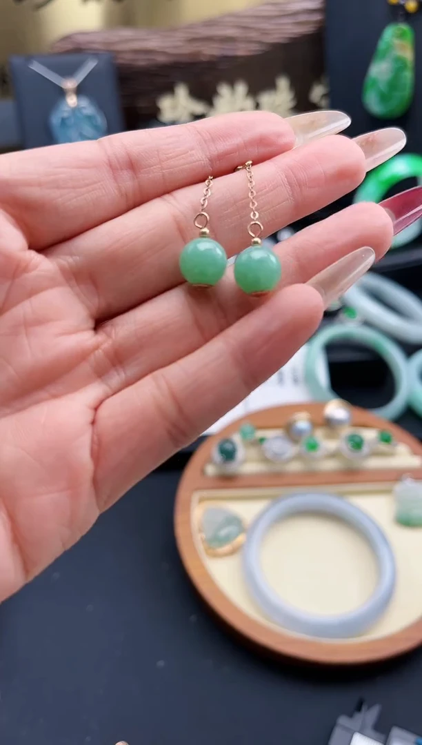 【闪购商品】翡翠耳饰14K金镶嵌翡翠耳饰