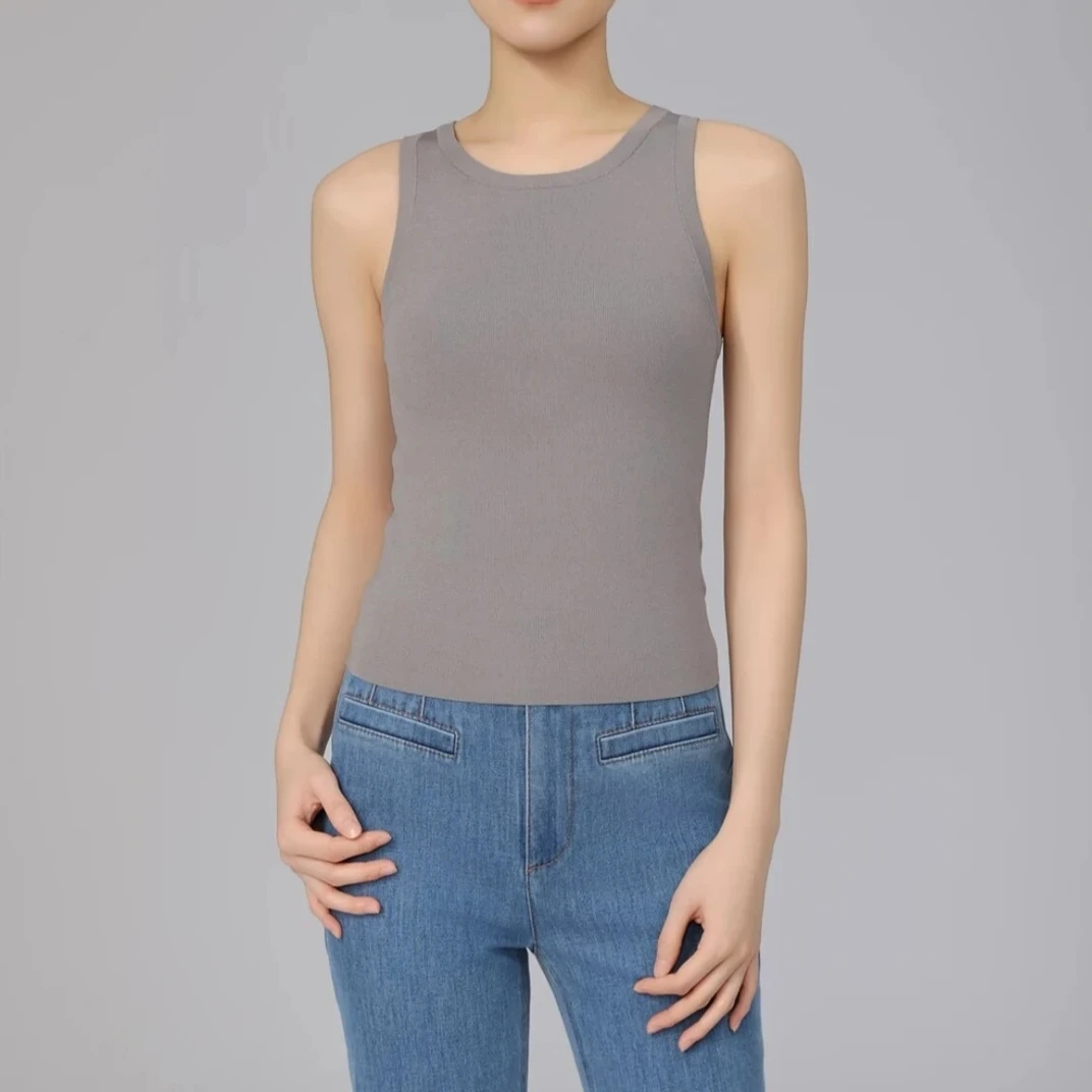 AMASS/阿玛施秋冬休闲基础百搭纯色针织圆领背心女士5399688