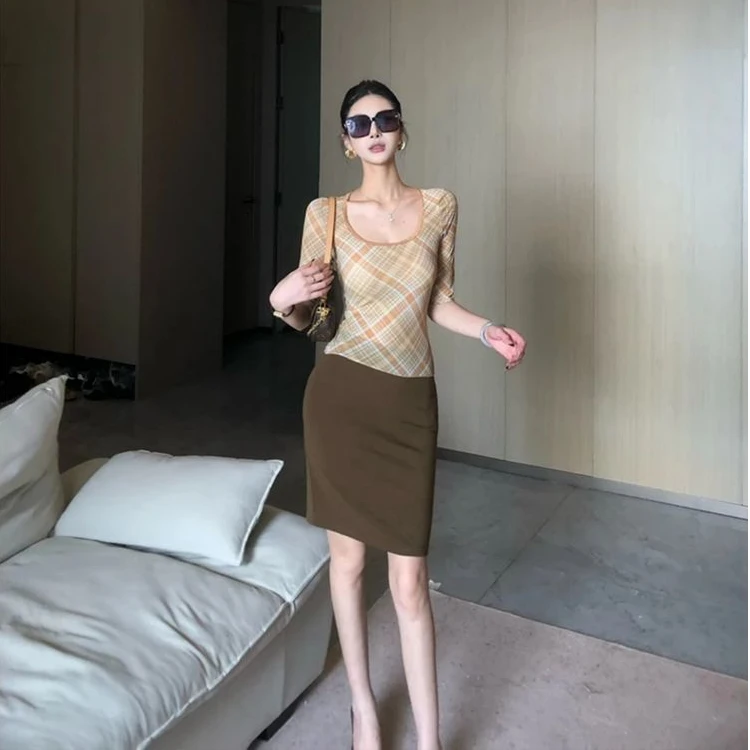 高质感薄纱性感包臀短裙女夏季新款法式复古修身显瘦百搭半身裙