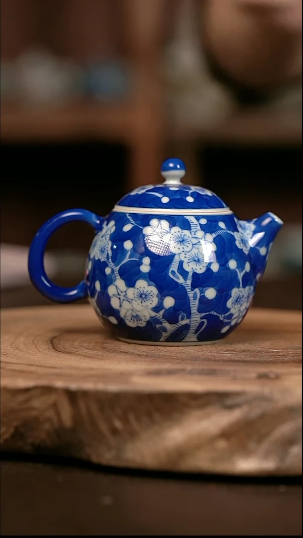 手绘 高温现代瓷  柴窑 有暇 冰梅西施壶100C
