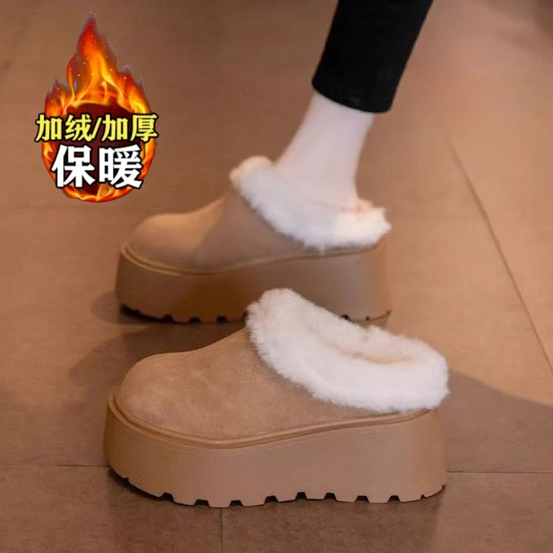 品牌撤柜软皮勃肯棉拖鞋女冬季外穿2025新款加绒保暖一脚蹬雪地靴