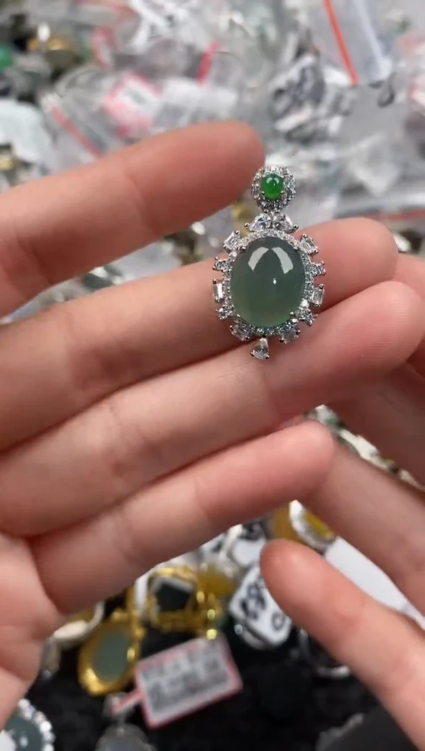 银S925镶嵌戒指翡翠10                 9