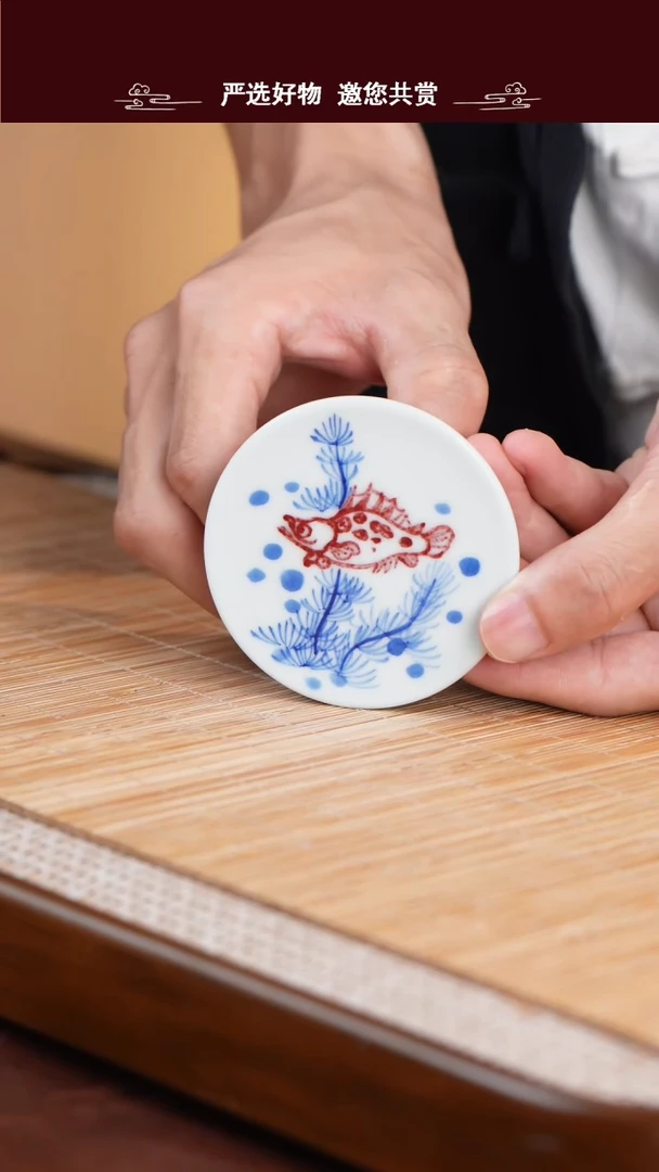 手工手绘青花盖置