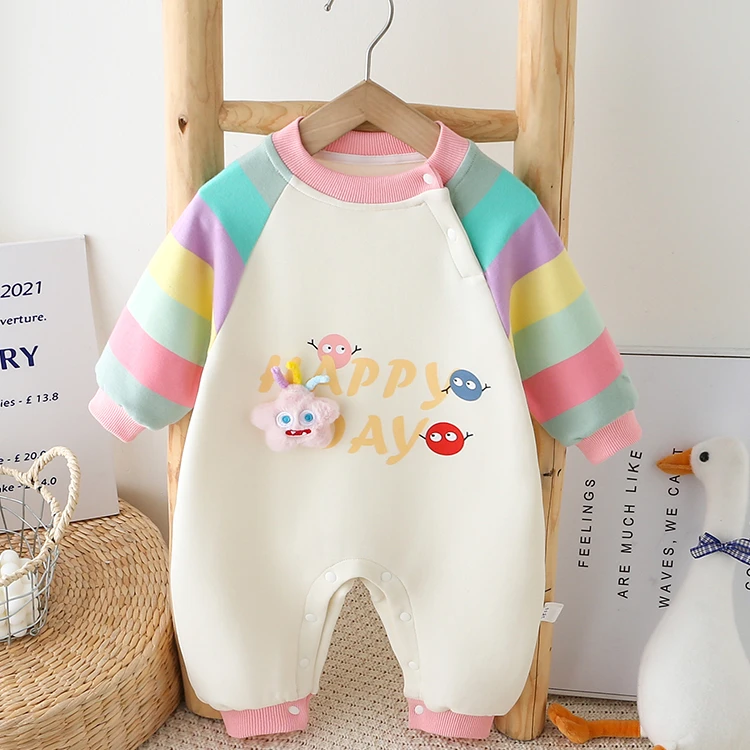 2025新款女宝宝彩色连体哈衣爬服