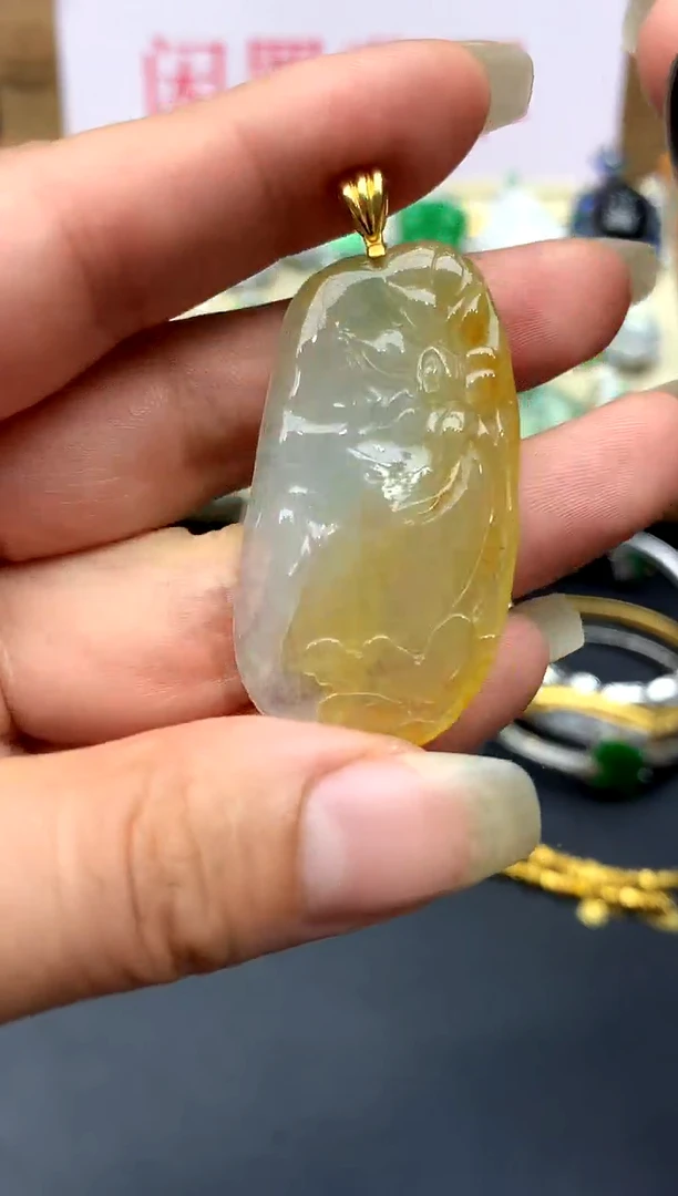 颈饰18K金镶嵌翡翠80-中国好珍宝