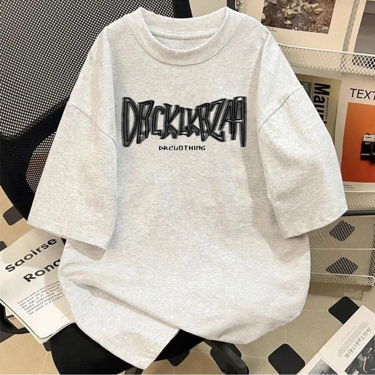 【重磅纯棉】夏季休闲男短袖t恤美式百搭复古高街T恤上衣设计感透气