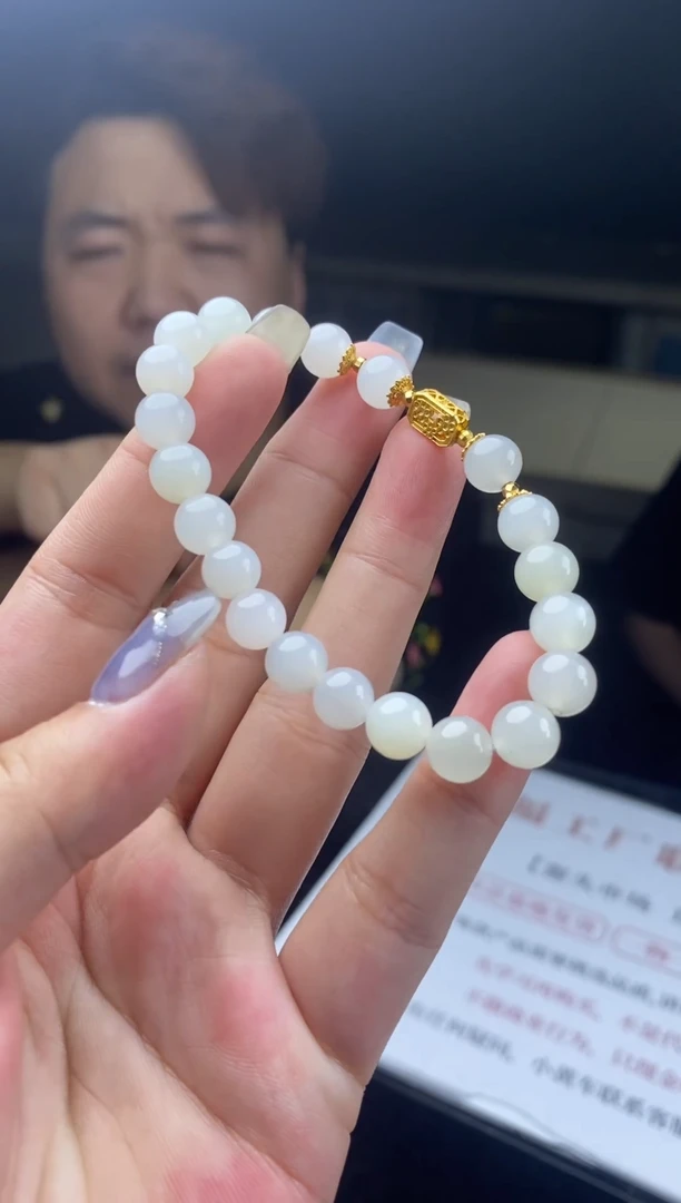 手串银S925镶嵌和田玉手串-S3133