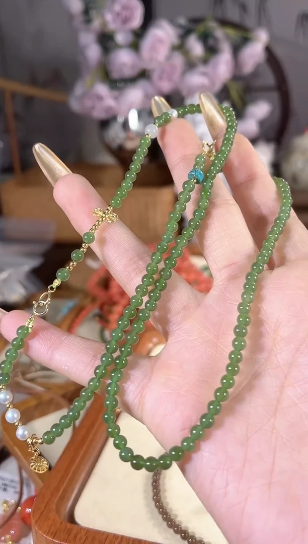 项链银S925镶嵌和田玉多样性发其一