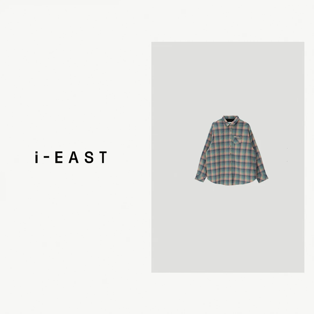 i-EAST 打翻调色盘~渐变格子设计开衫外套-4Q WT67