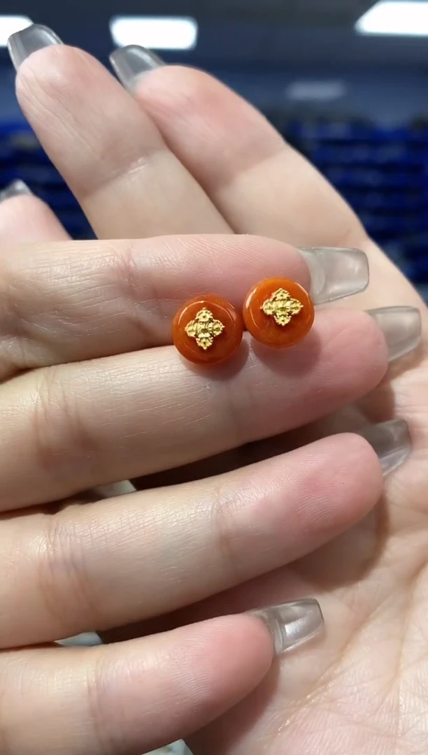 翡翠银S925镶嵌耳饰K2504