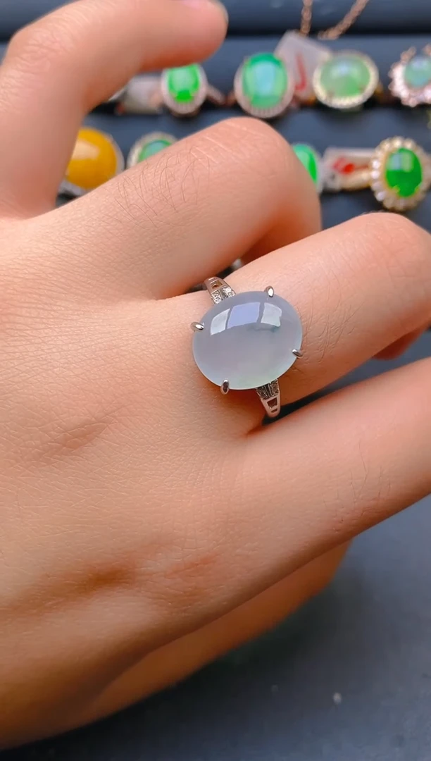 【闪购商品】翡翠戒指银S925镶嵌天然A货翡翠1