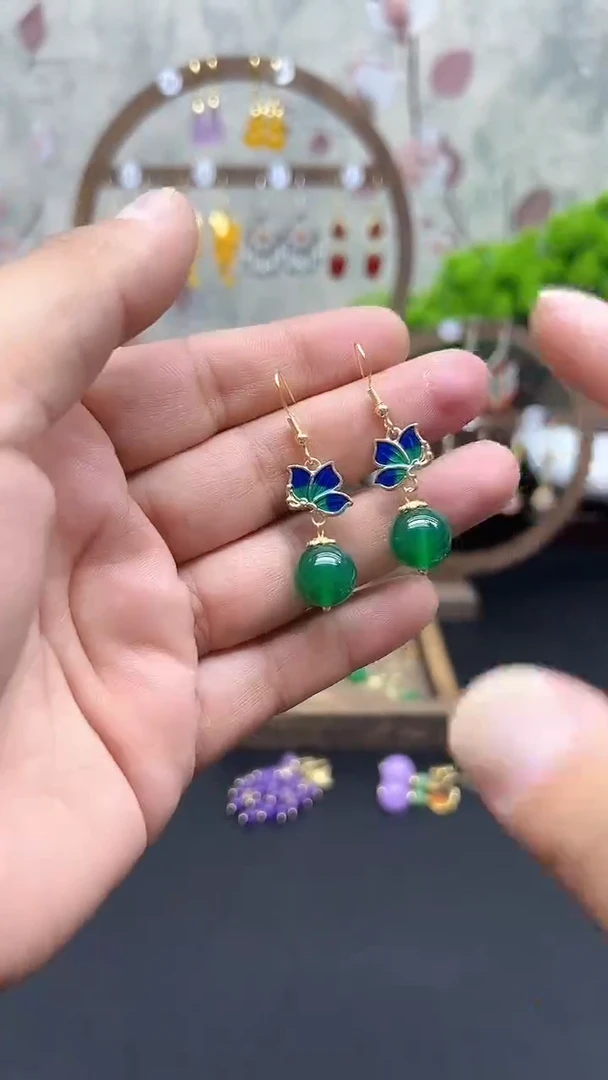 银S925镶嵌耳饰玛瑙/玉髓102