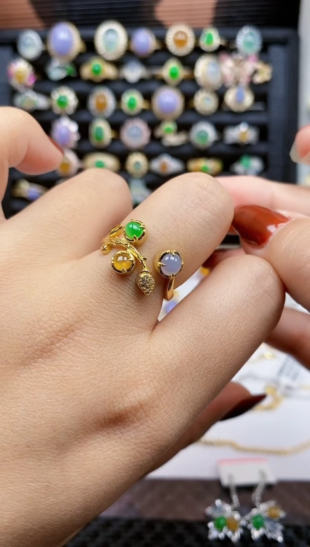 银S925镶嵌戒指翡翠174