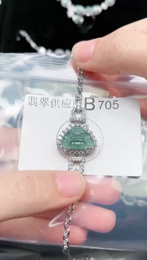 【闪购商品】翡翠颈饰银S925镶嵌705赠皮绳