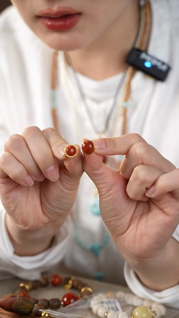 银S925镀金镶嵌南红玛瑙耳饰【皮皮原创】南红 耳钉