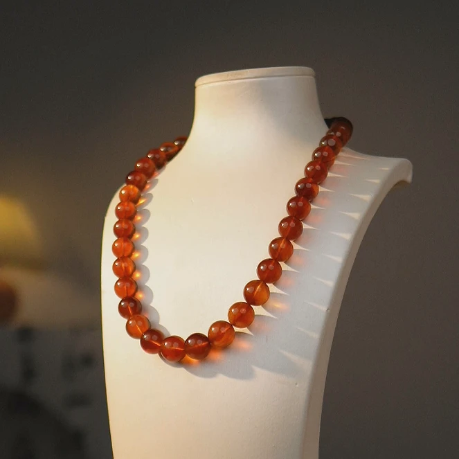 夏歌珠宝-12-14+缅甸灵草珀妈妈链素款时尚轻奢项链气质精美百搭