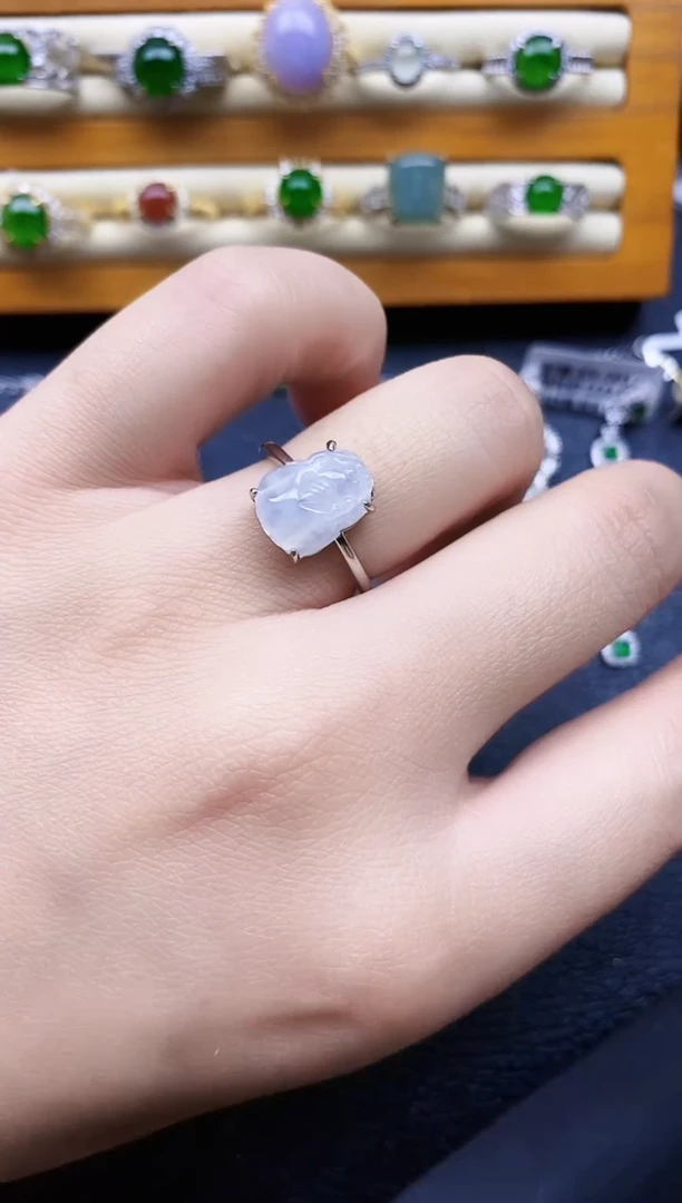 银S925镶嵌戒指翡翠1