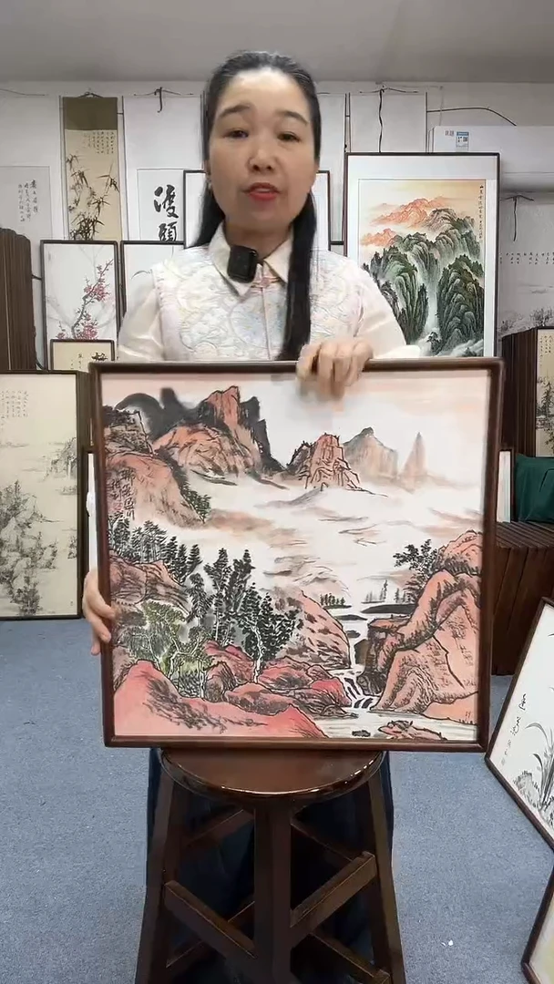 国画尺寸52*52实木画框京东包邮手绘