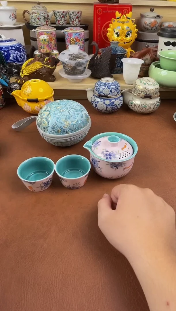 陶瓷茶具摆件旅行套组