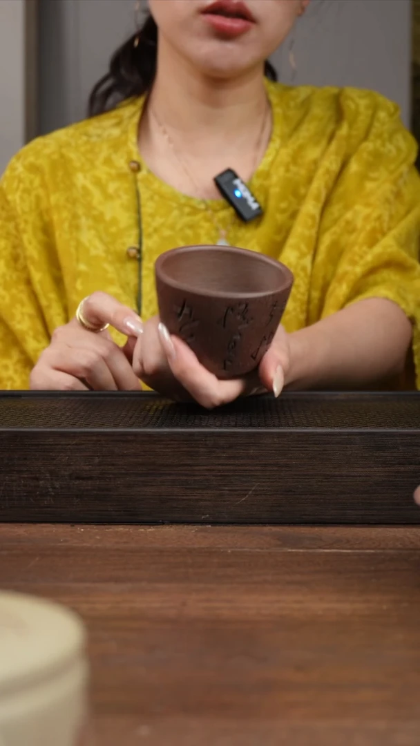 茶壶紫砂还原烧刻绘大鹏杯 ！