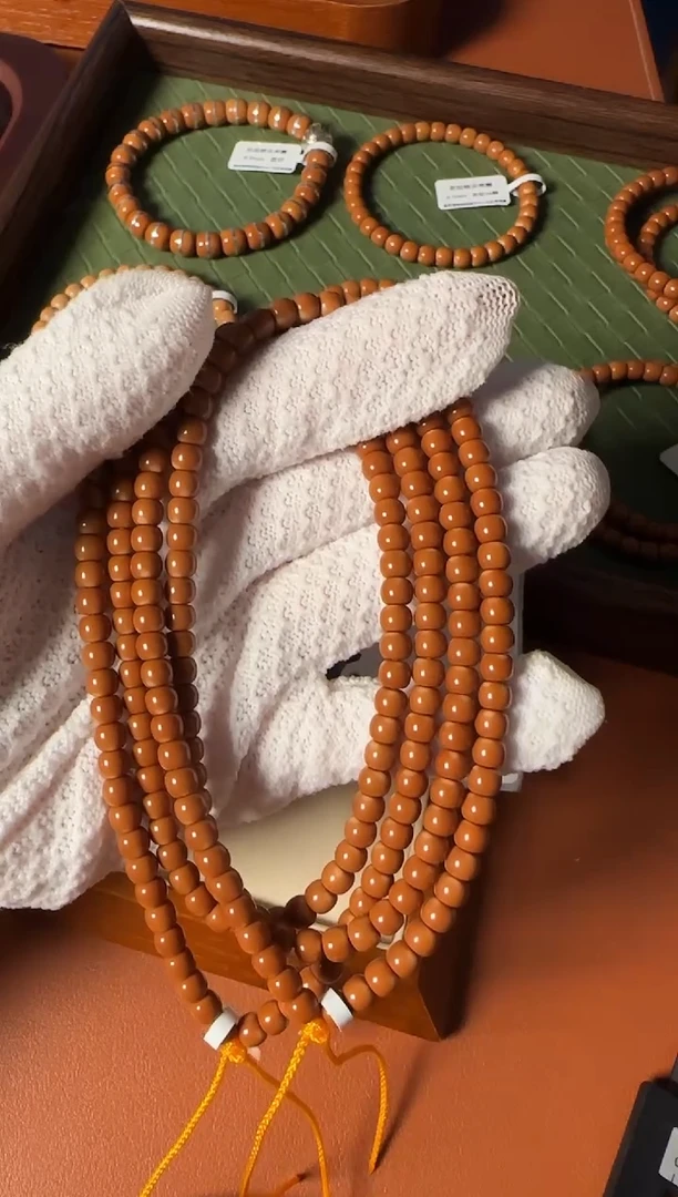 手串橄榄核5.9mm SS级老挝核尖老型108 正三花 高油高密精工归圆