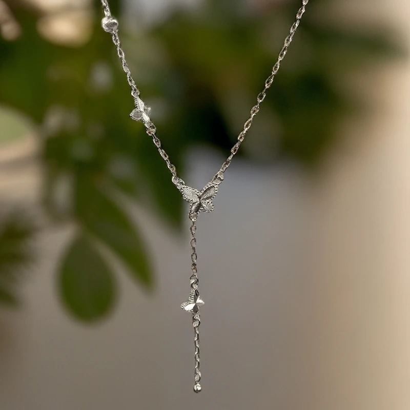 坠链均足银 三蝴蝶时尚百搭项链