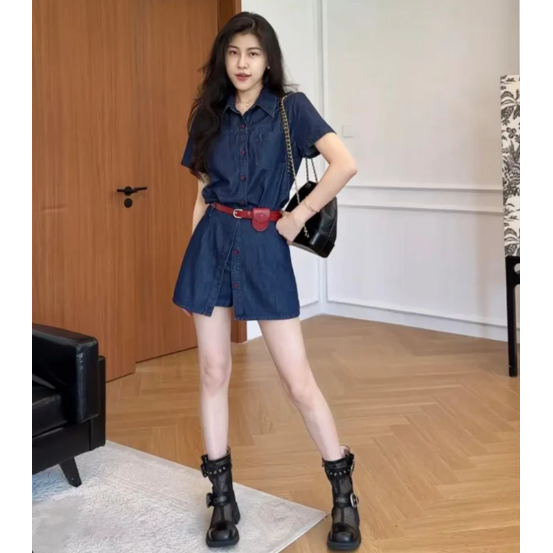 【胶片记忆】2025爆款莱赛尔港风显瘦气质衬衫+遮肉裙裤套装女洋气