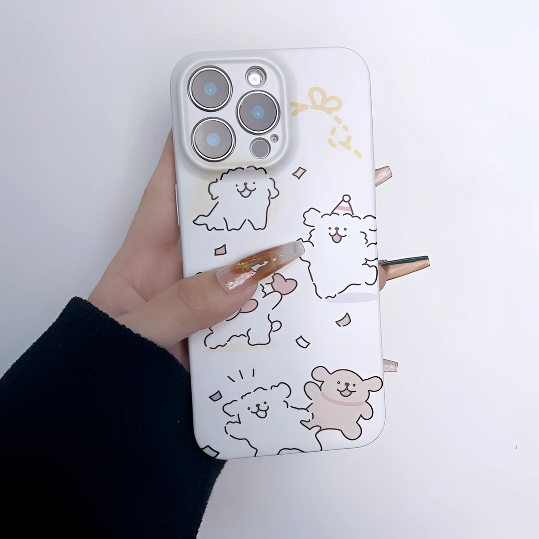 菲林液态磨砂软壳适用苹果华为小米手机壳线条小狗16PRO/15/14/13