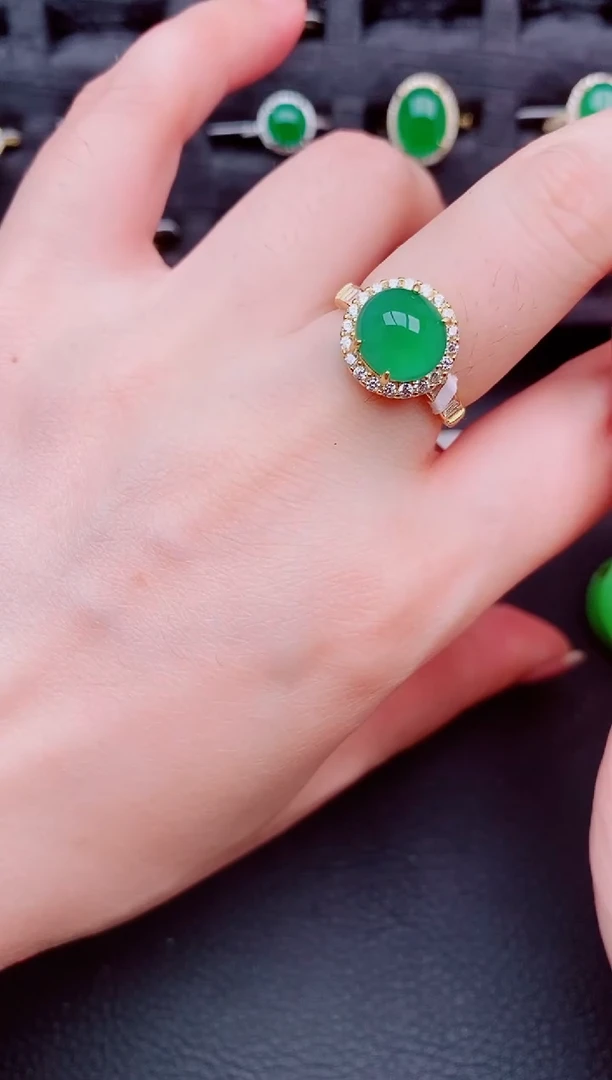 翡翠戒指银S925镶嵌天然a货翡翠189