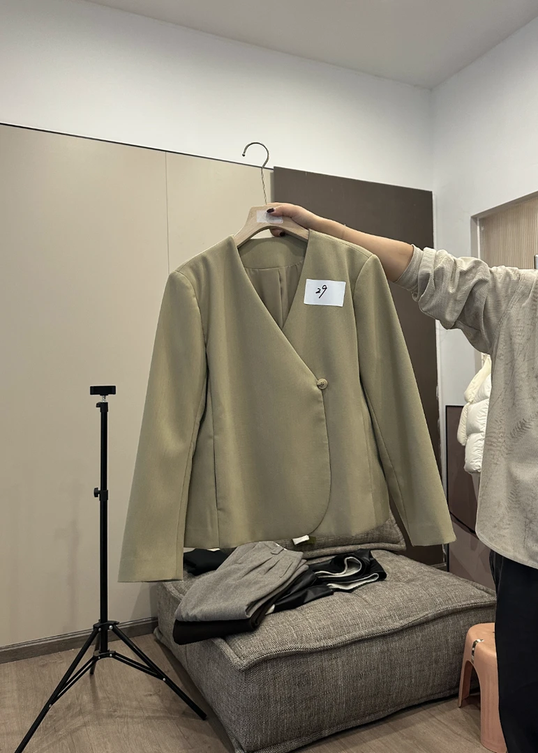 29-慢慢相遇西装外套/卡其绿/ M L