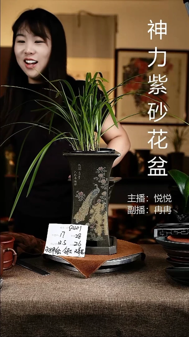 紫砂花盆花卉工艺8401+z天青