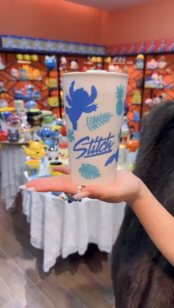 瓷片@@史迪奇双层陶瓷水杯