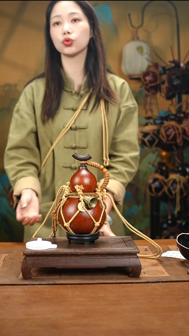 YT022复古网兜款天然酒葫芦（一物一拍）