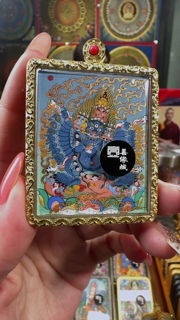 吊坠壹善缘城手绘唐卡大威德