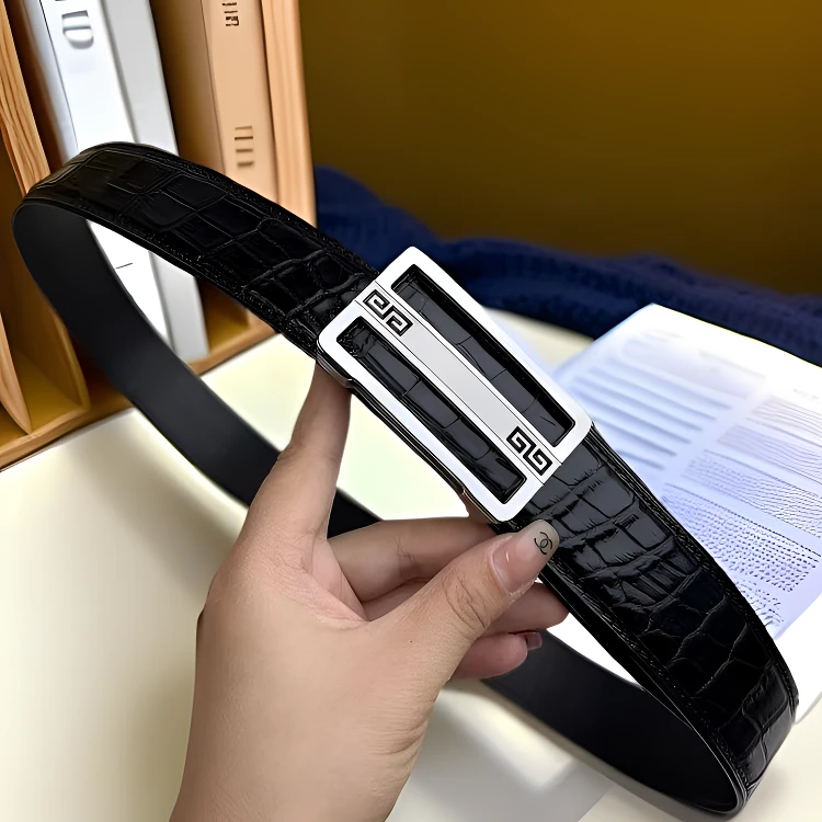 新款鳄鱼皮板扣内穿皮带男真皮男款商务百搭潮流时尚休闲经典裤带
