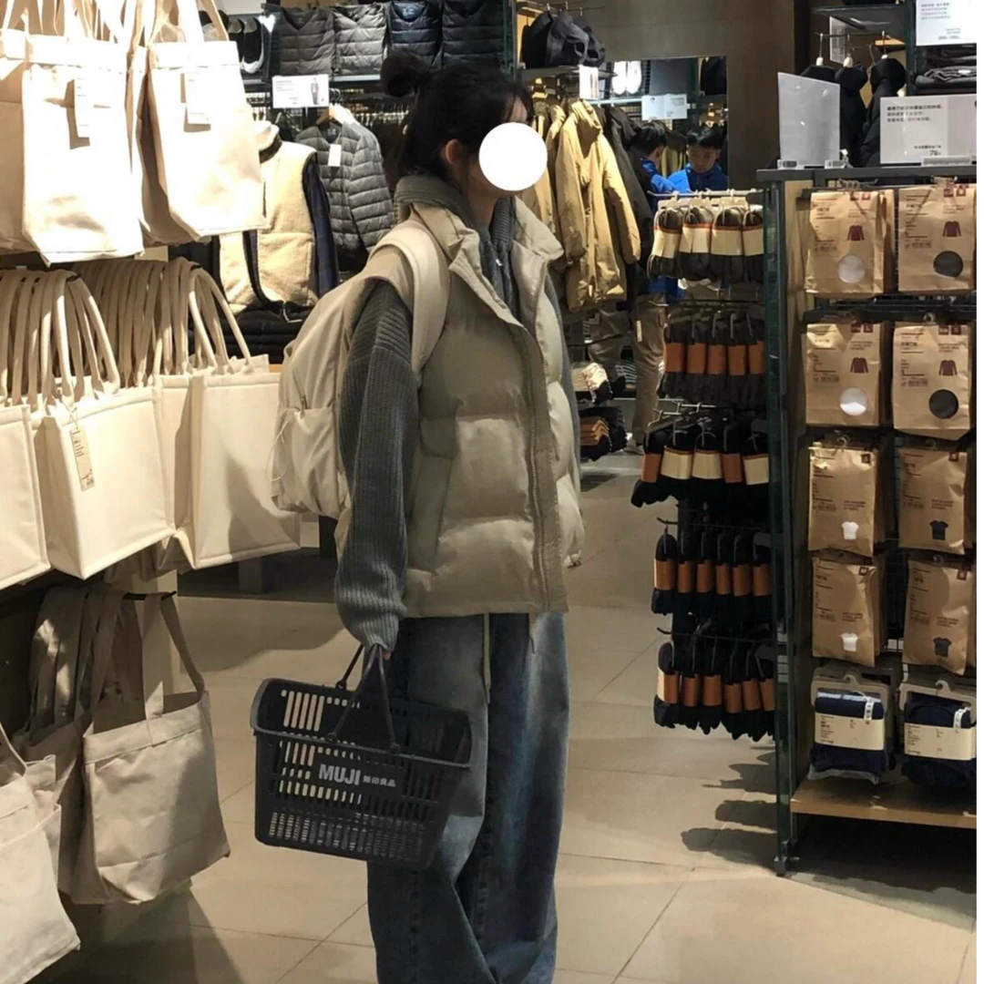 labzaa美式简约个性纯色立领马甲外套男女秋冬季宽松加厚款面包服