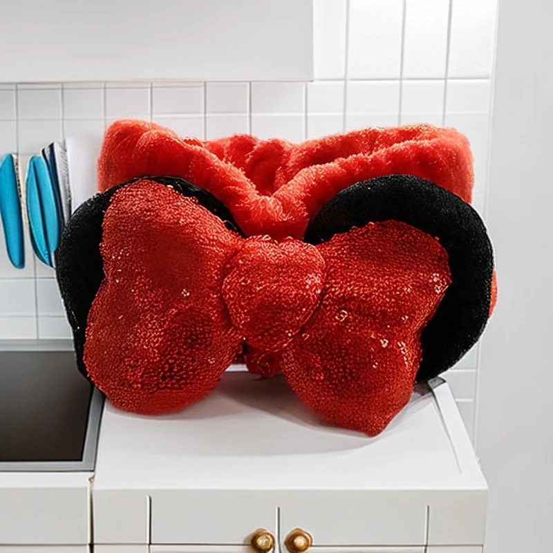 鹏秀吸水针织发网饰品蝴蝶结可爱发饰柔软发带家用通用毛绒头饰