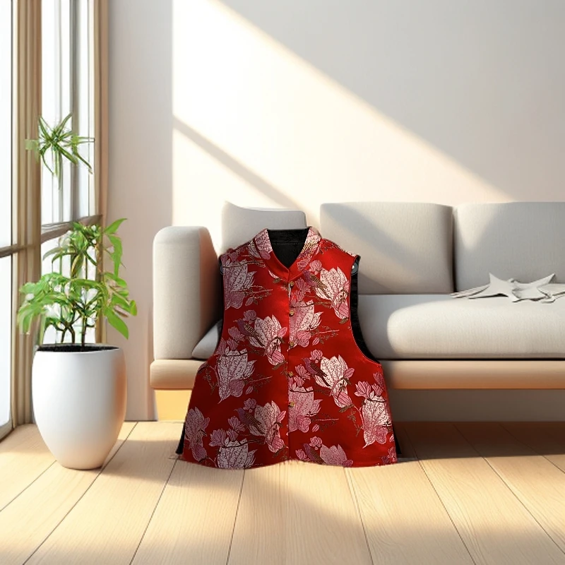 【素心】 现鹊有喜 2025跨年红国风新中式宋锦提花双穿立领马甲