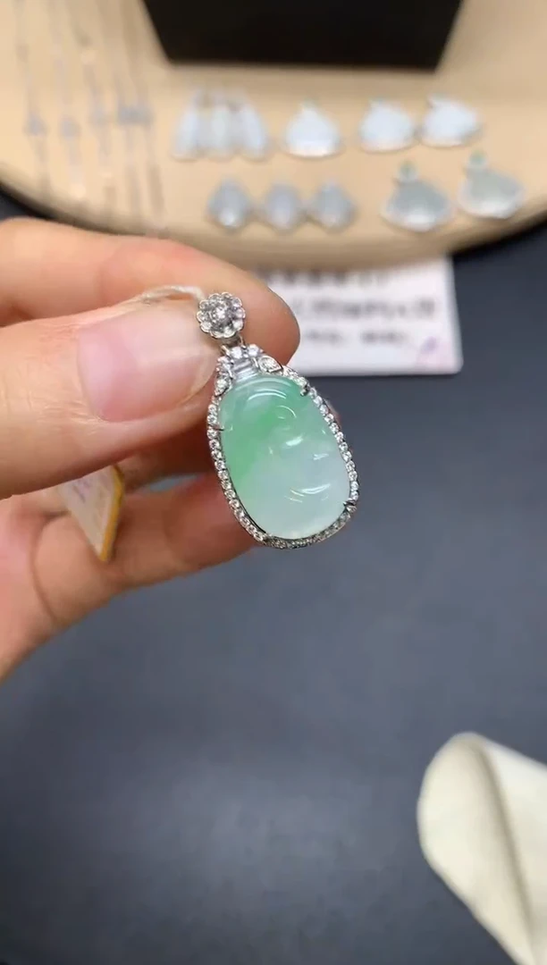 翡翠银S925镶嵌吊坠(不含链)如意【多样性发其一】