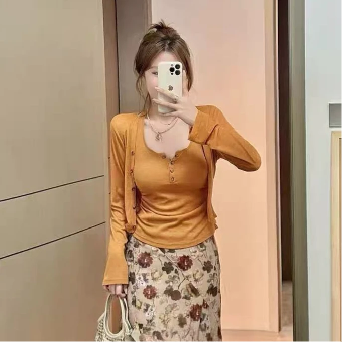 早秋新款纯欲风休闲百搭显瘦背心外衣两件套