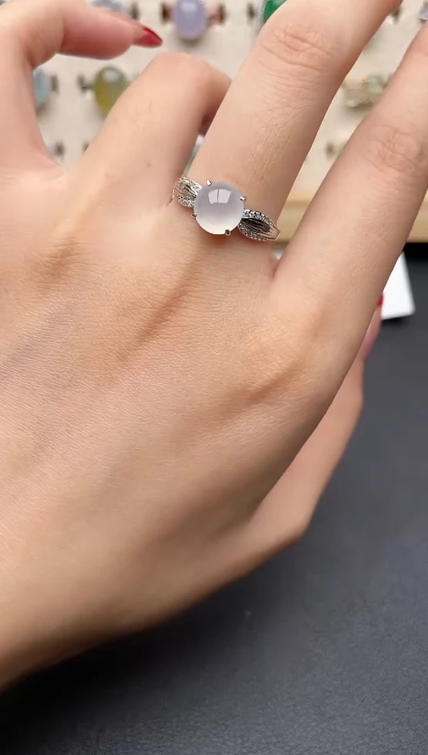 【闪购商品】翡翠戒指银S925镶嵌一物一证一礼盒