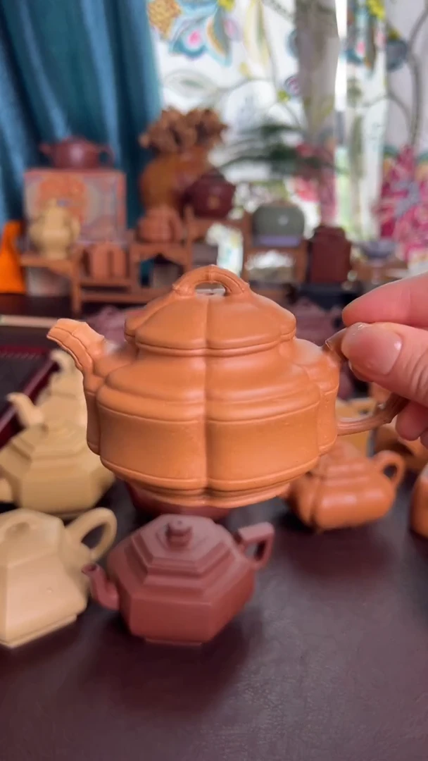 茶壶紫砂微瑕锦文竹鼓紫砂壶