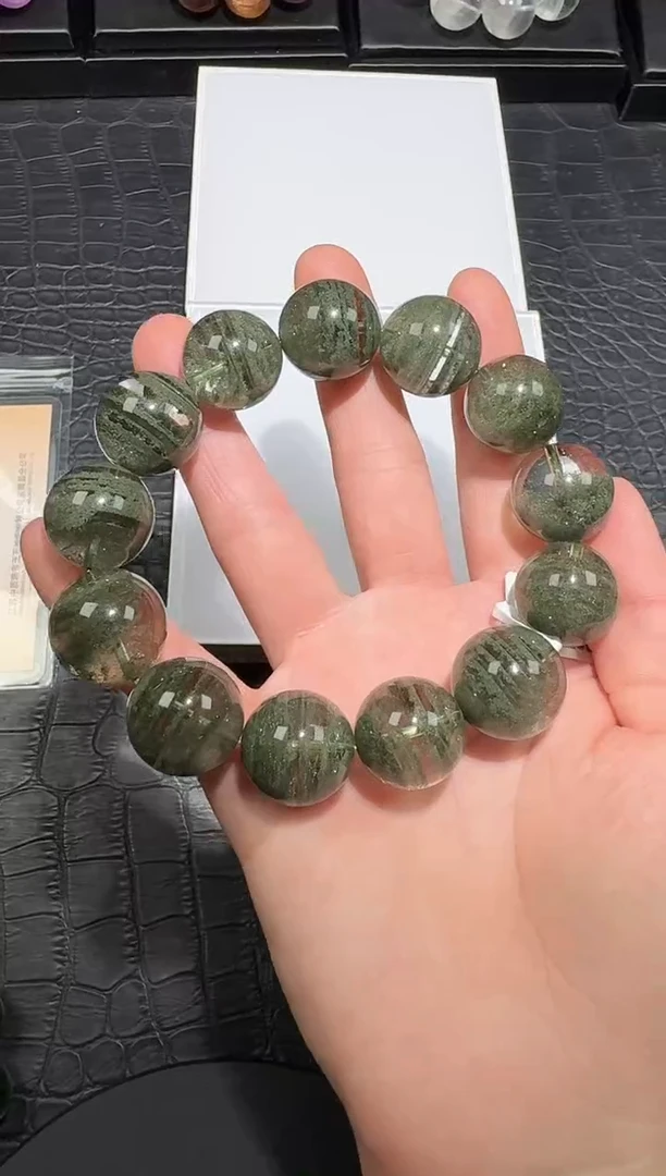 未镶嵌手链水晶?***?18mm绿幽灵千层手链单圈