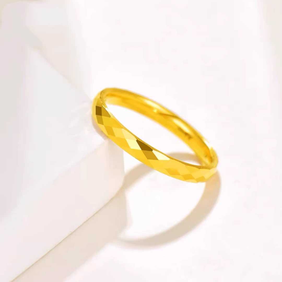 钛钢戒指 经典镭射菱形食指女情侣对戒轻奢冷淡风不掉色素圈戒指